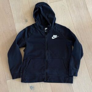 Nike Black Full-Zip Kids Hoodie with White Logo